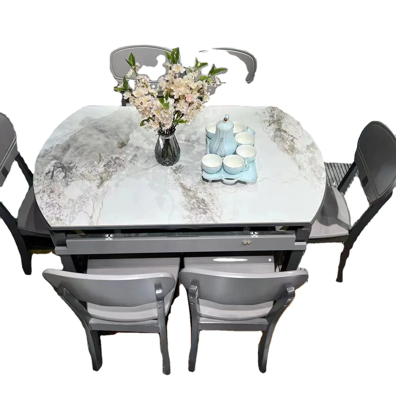 Modern Cheap Tempered Glass Wood Dining Table