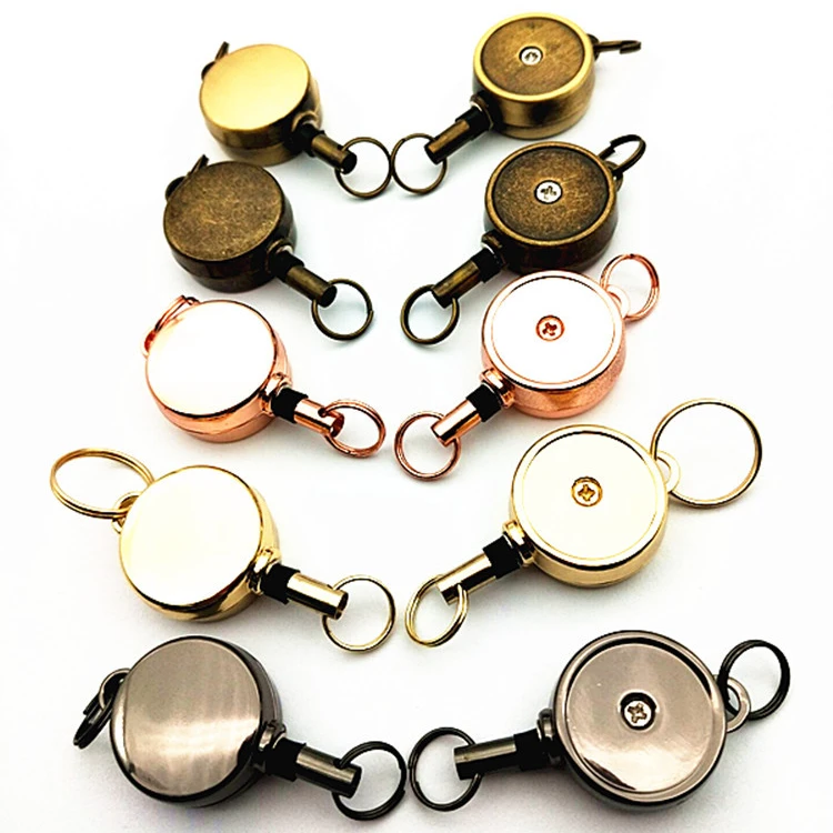 BR-19-Z Wholesale Metal Custom Order Logo Printed Cheap Nurse Retractable Pull Reel Badge Reel  Keychain Id Card Holder