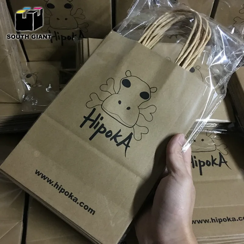 Customize Your Own Logo Various Color Kraft Paper Shopping Bags with Handles for Food Takeaway