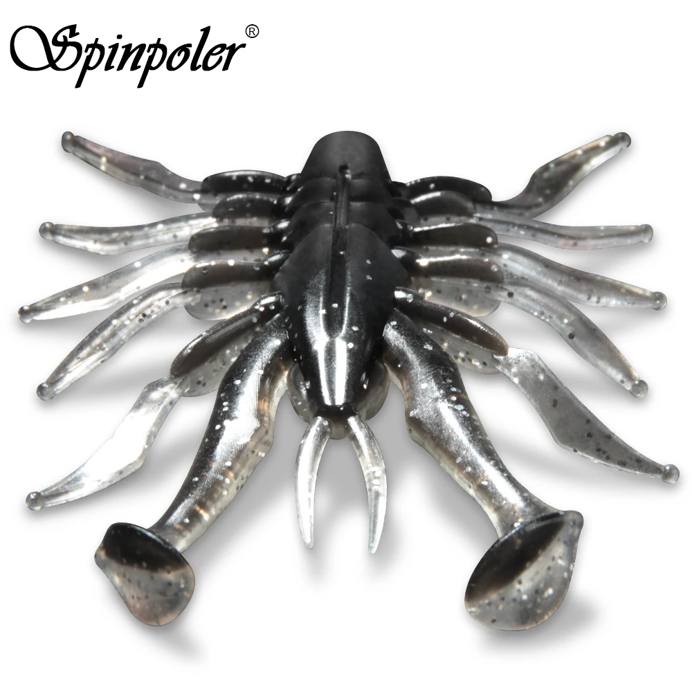 Spinpoler freshwater soft plastic shrimp Fishing Lure Underwater Insects 90mm/5.5g Soft Silicone Shrimp Creature Bait Bass Peche