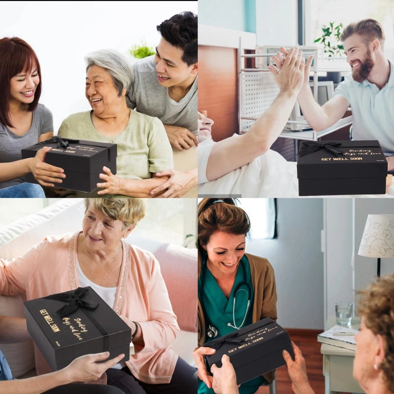 Blanket Eye Mask Socks Card Post Surgery Care gift set for Men Get Well Soon Gift item BlackBirthday fathersday gifts set custom