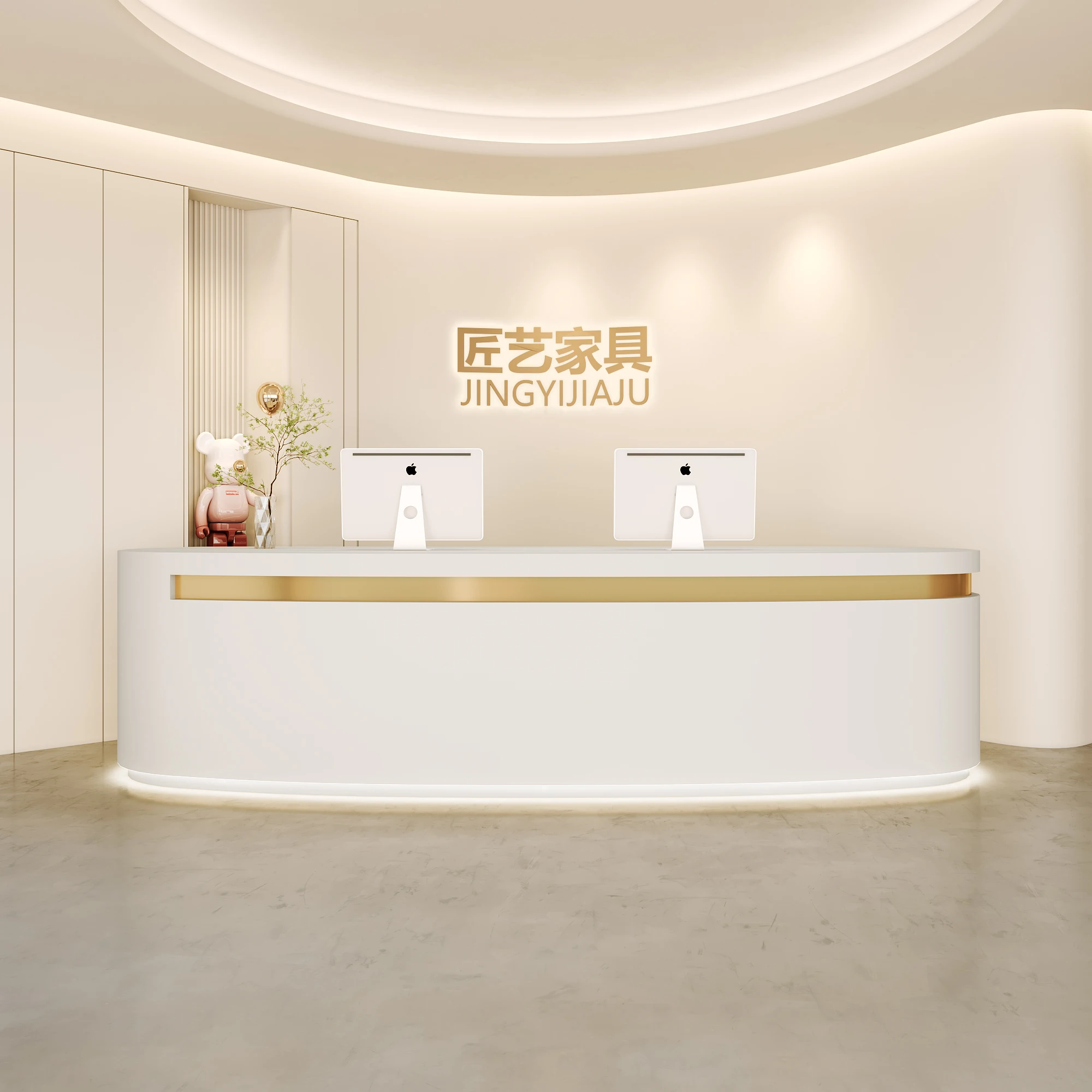 Luxury Reception Table Commercial Hotel Reception Desk Counter Traditional Style Front Desk Led Reception