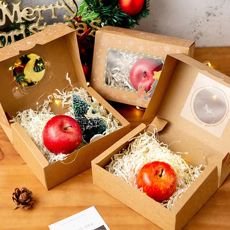 Hot Sale Custom Square Brown White Kraft Paper Christmas Cookie Gift Boxes Small Doughnut Bakery Packaging Boxes With Window