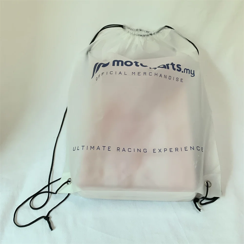 Promotional Gift Waterproof Sport EVA frosted plastic Backpack cotton drawstring pouch bags With Custom Printed Design Logo