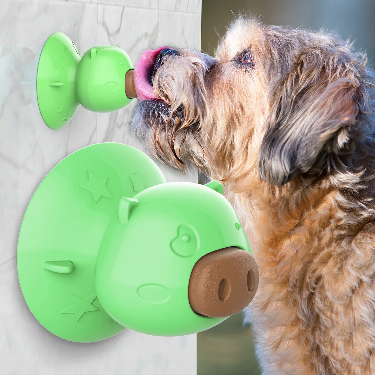 Dog Chew Supplies Pig Shape Dog Treat Toy withe Suction Cup Cleaning Interactive Games Accessories Pet Products