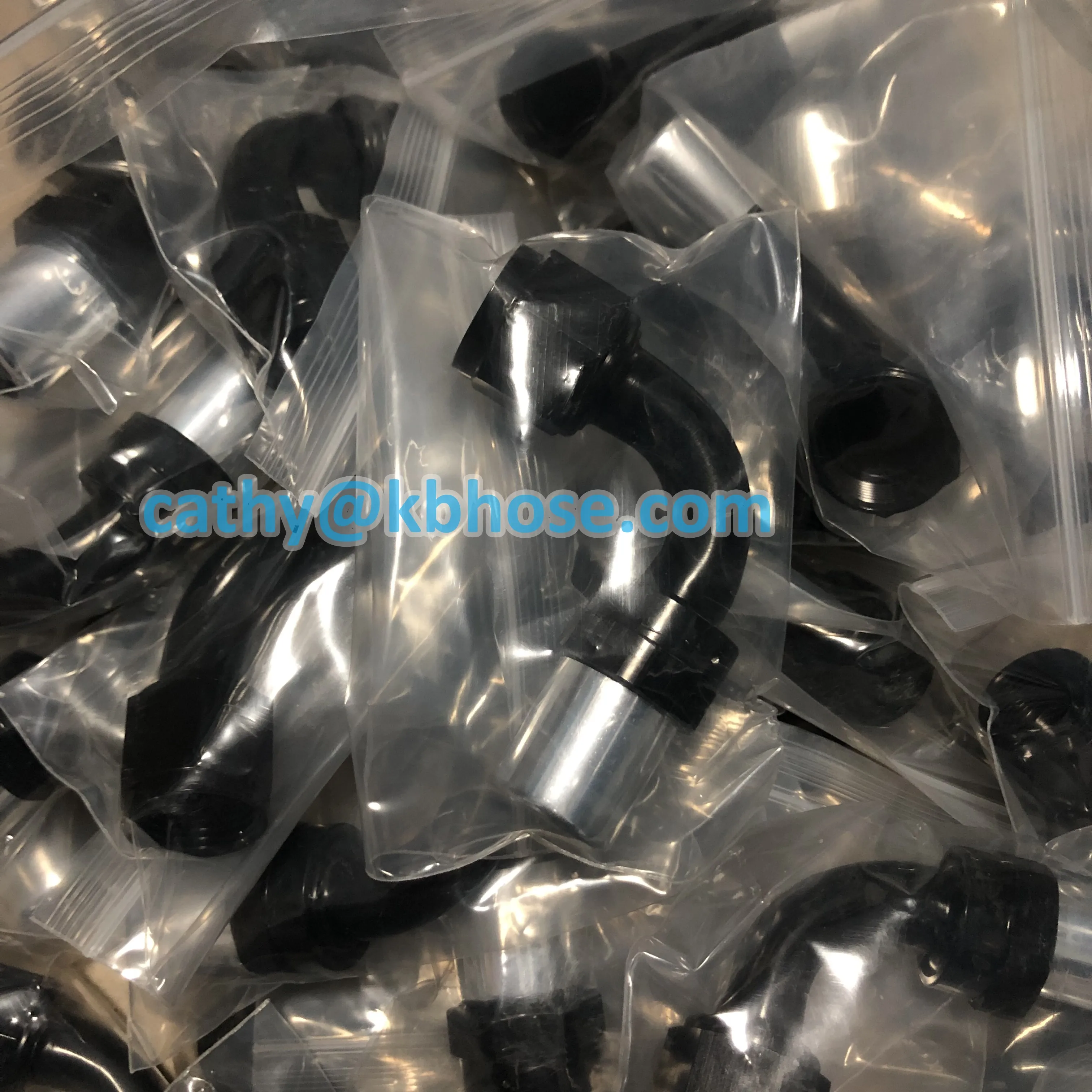 Aluminum Black 6AN AN6 #6 Crimp on Bend Swivel Hose End Fitting for Braided Fuel Hose with Crimp Sleeves Ferrules