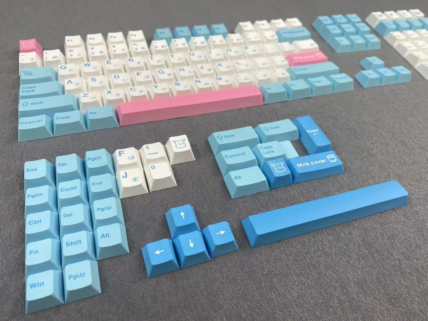 2022 Hot XDA Keycaps Japanese Language Milk 140 Keys Dye Sub PBT Custom Keycaps for Mechanical Keyboard