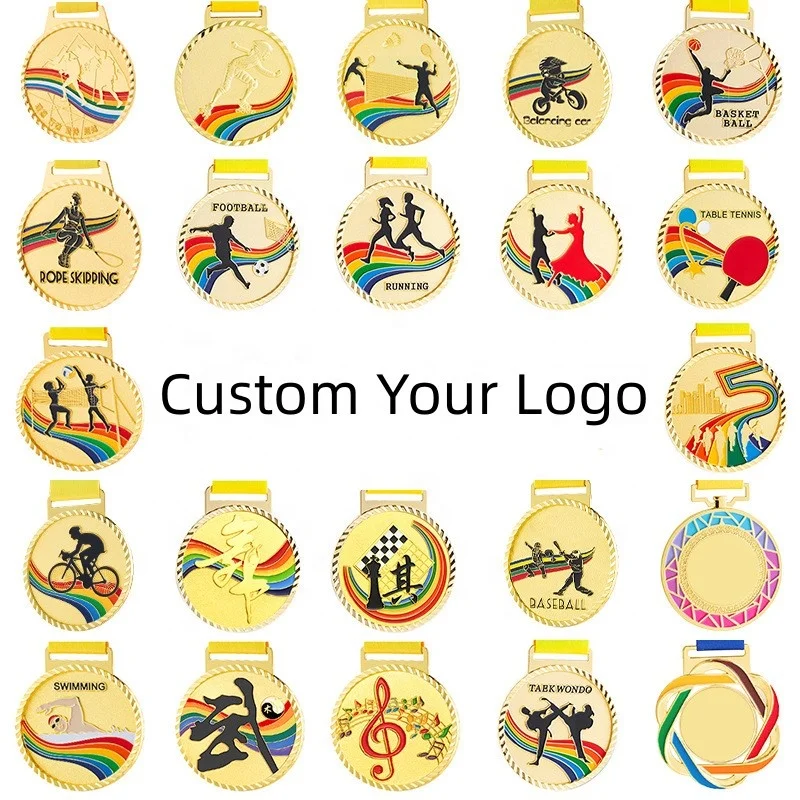 Medal Manufacture Custom Marathon Running Football Judo Soccer Taekwondo Gymnast Blank Gold Metal Sport Award Trophy with Ribbon