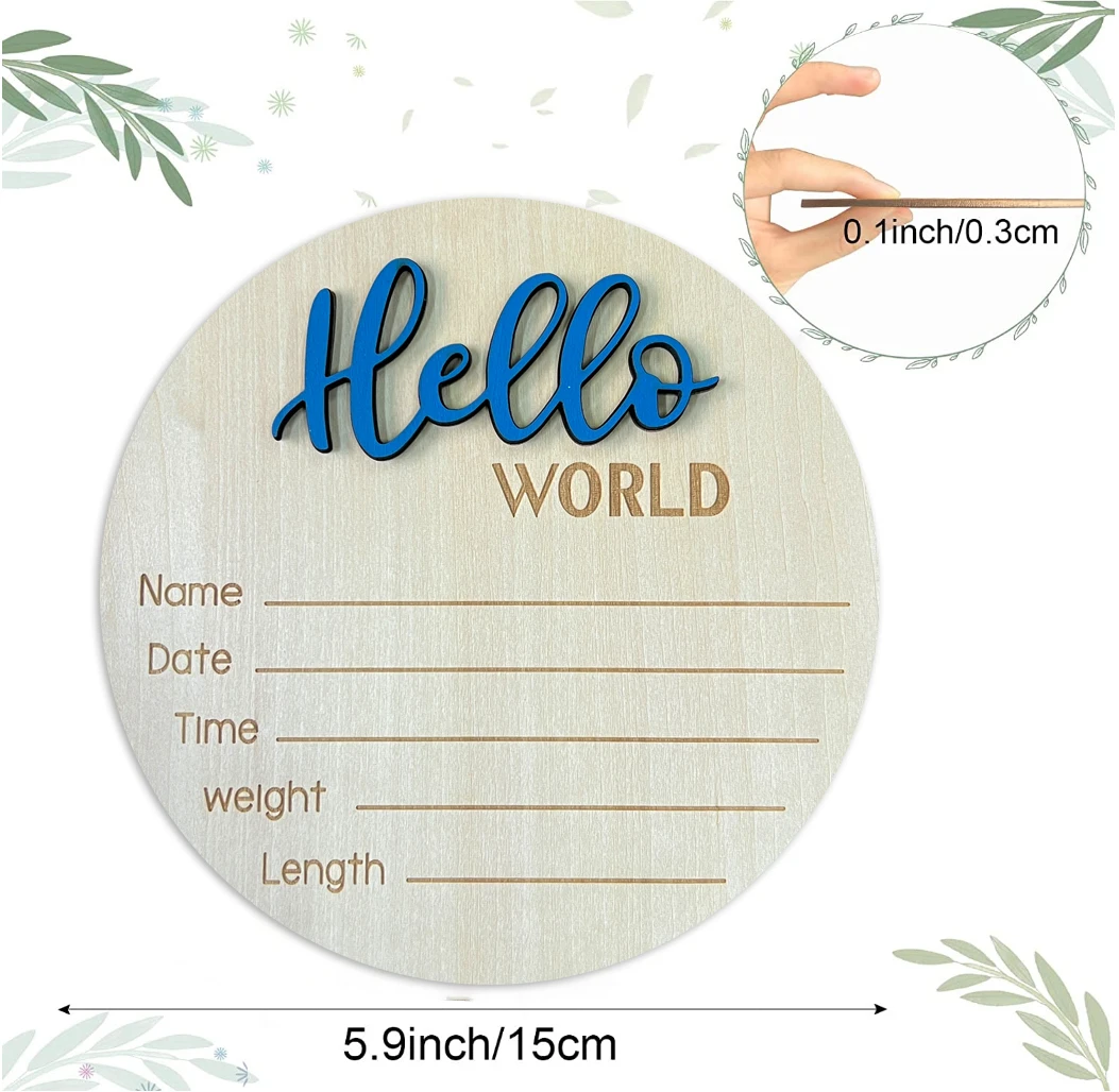 10 см круглая деревянная табличка Hello World объявление о рождении подпись для новорожденного реквизит фотографий Детские памятные карточки диски