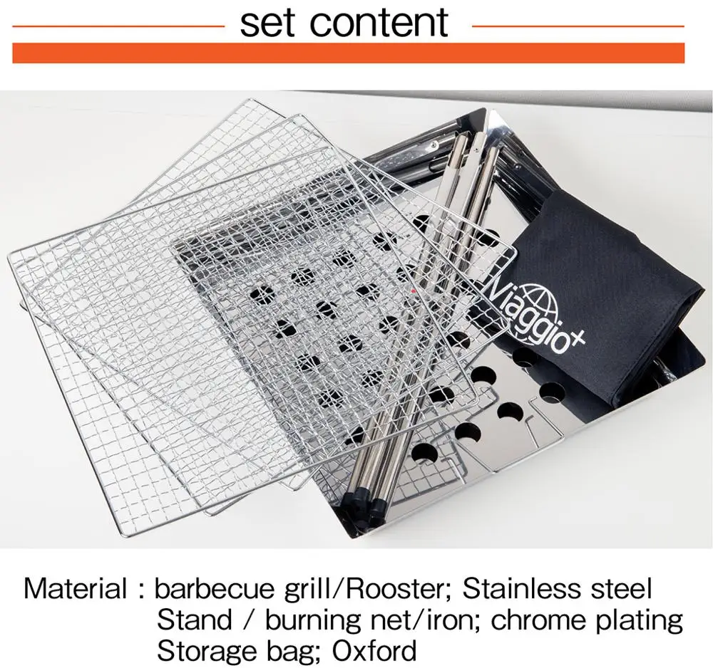 
China hot sale 445 x 445 x350 useful grill outdoor charcoal barbeque with exclusive storage bag 