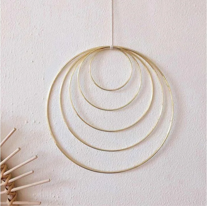 wholesale Large Metal Macrame Ring gold metal floral hoop ring 15cm gold metal hoop for  Macrame Wall Hanging Crafts