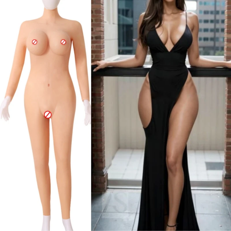 Silicone Bodysuit C-G Cup With Arms Big Hips Lifting Buttock Fake Vagina Artificial Breasts Form Sissy Cosplay Male To Female