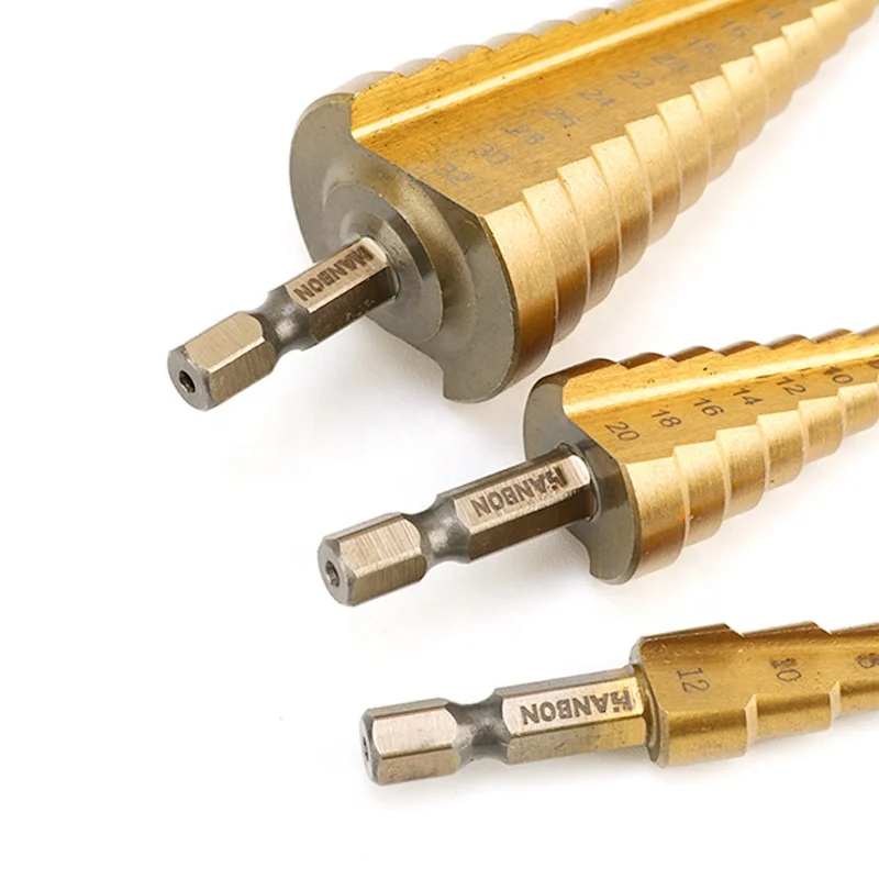 34-12Mm Hexagonal Handle Straight Grooved Step Drill Bits For Sheet Metal Drilling