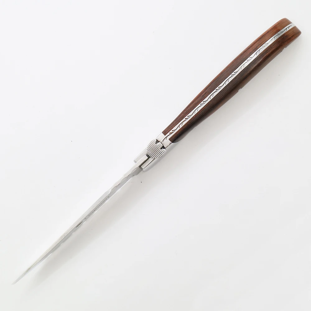 Serrated Laguiole steak knife with wood handle bee knife