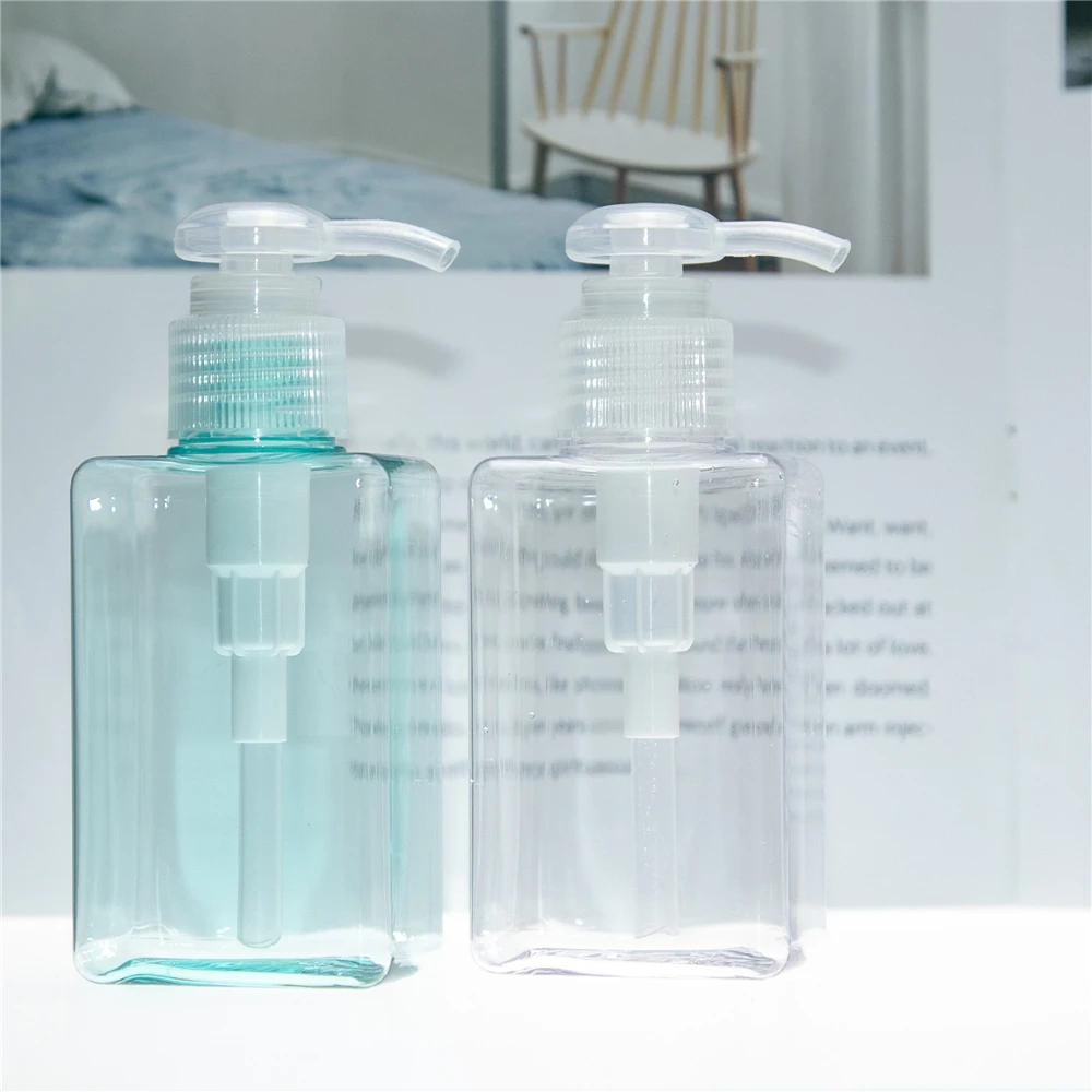 2Pcs 100ml Clear Recyclable Plastic Compression Bottle for Home Furnishing or Travel use and Shower Gel or Cosmetic Empty Bottle