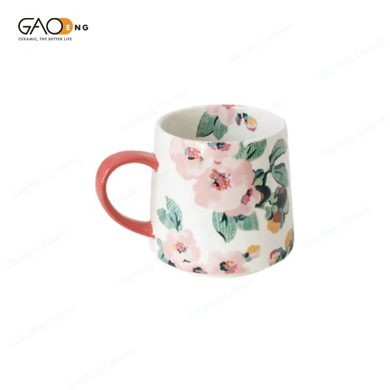 new arrivals of new bone china drinkware custom ceramic coffee tea milk cup with floral print