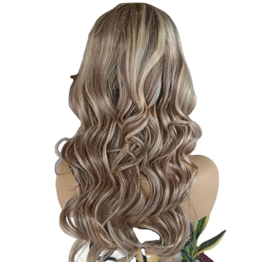Color Brown Fading to Blonde unprocessed cuticle aligned raw virgin hair highlighted lace front human hair wigs