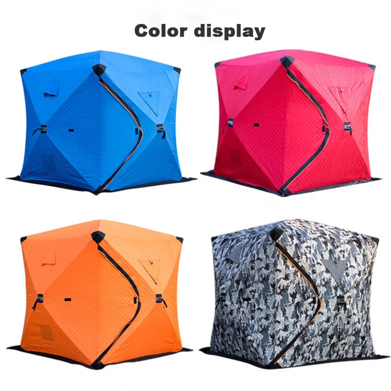 Outdoor Winter Windproof Tents Automatic Set Up Oxford Cloth Cotton Lining Warm Camping Fishing Tent with Snow Skirt