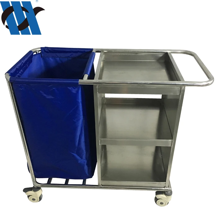 BDT209  Approved ISO Stainless Steel Hospital Linen Medicine Trolley With Wheels Hospital Laundry Trolley