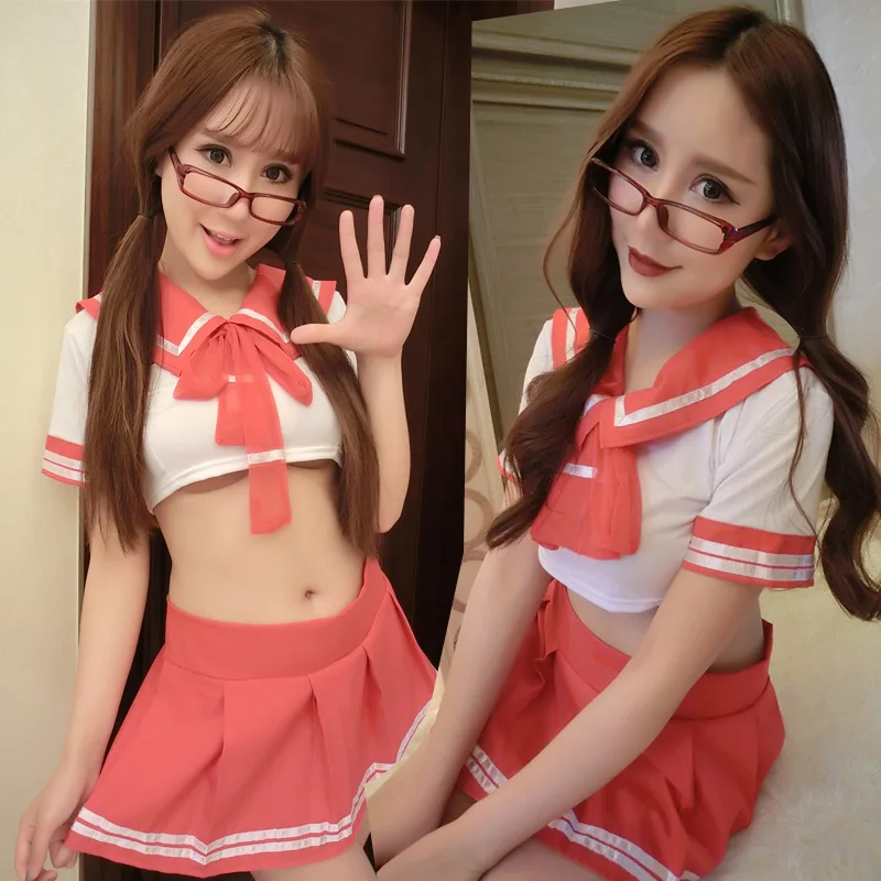 Sexy underwear bow nightclub blue floating sand sailor uniform