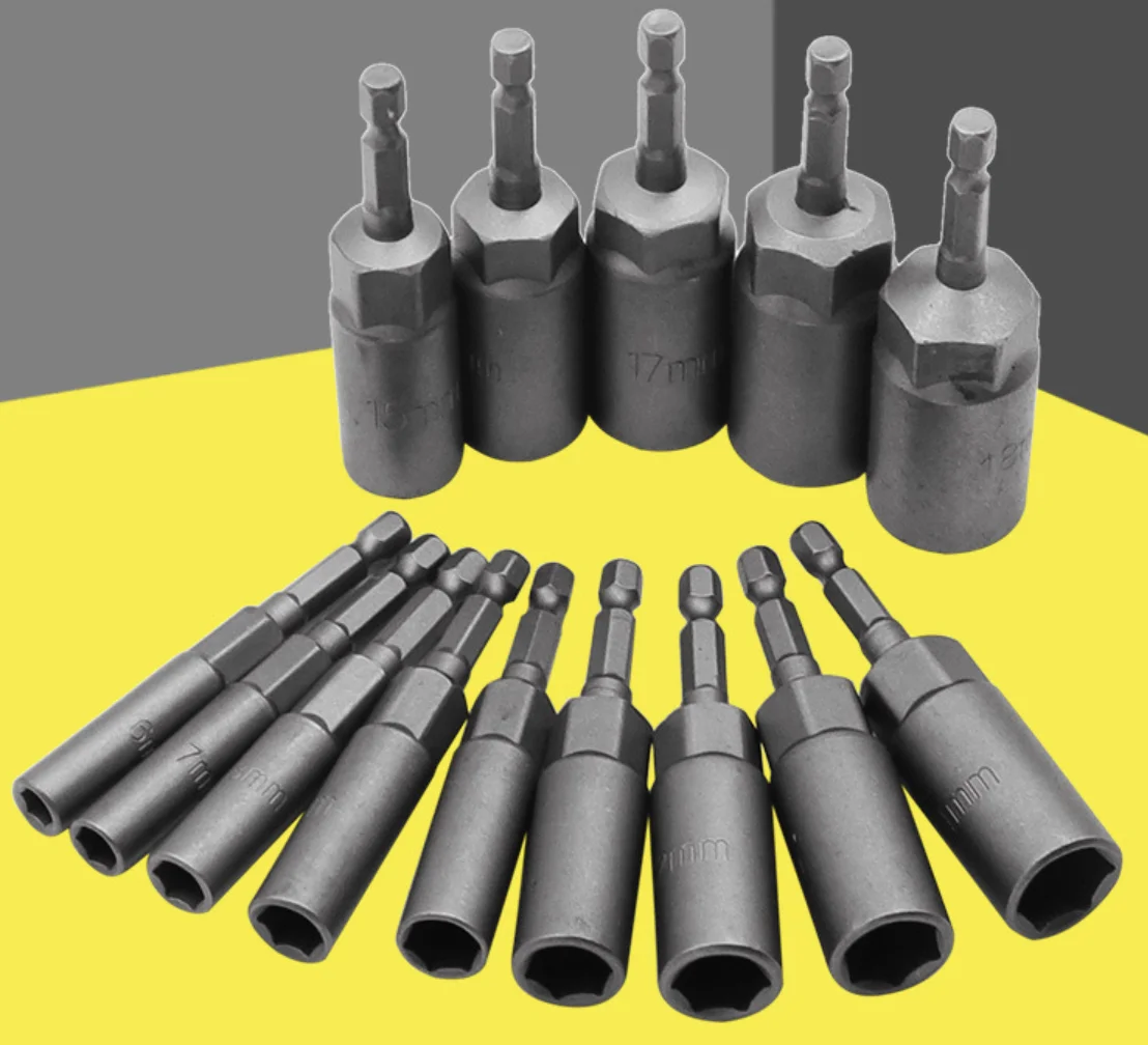 14Pcs Length 65mm Screwdriver Socket Wrench Specification 6-19 Strong Magnetism Hex Sleeve Nozzles Nut Driver For Power Tool