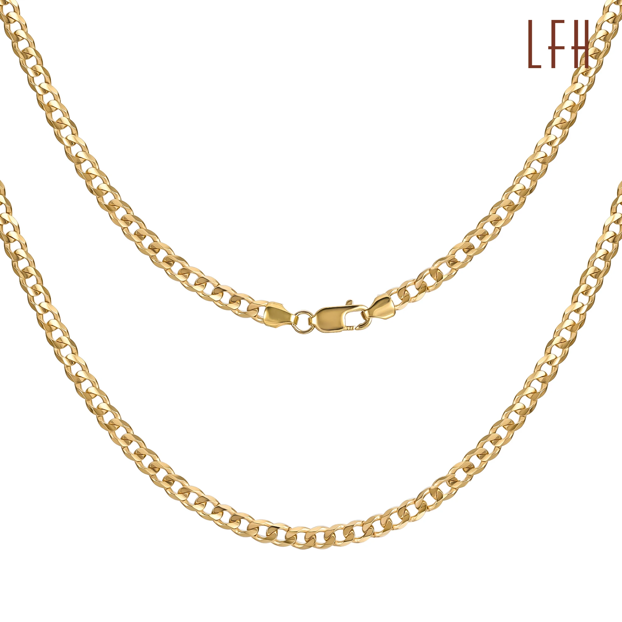 LFH Wholesale 18k Jewelry Necklace Au750 18k Real Gold Necklace Cuban Link Chain Solid Au750 Gold 18k real Cuban Link Chain