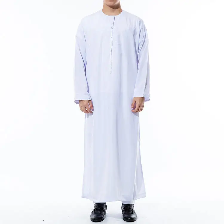 2022 new design Men arab thobe Thobe with Long Sleeve Solid Pockets Robes of Saudi Arabia Abaya Dress