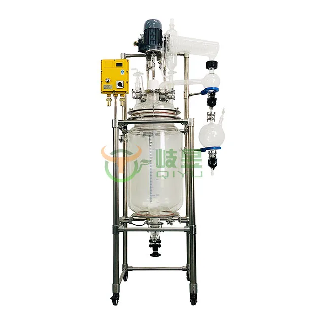 hybrid process reactors Fully Customizable Fast Delivery High efficiency condenser 100L Double layer Jacketed glass reactor