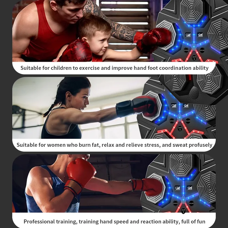 Speed Adjustable 9 Gears Music Boxing Wall Target Punching Smart Boxing Target At Home