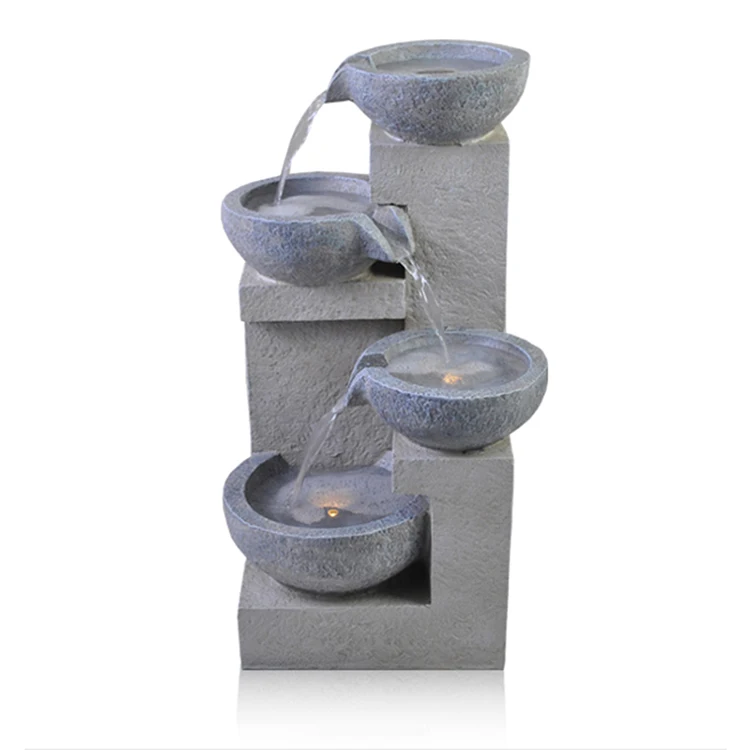 
Custom outdoor decoration small resin led light garden water fountain 