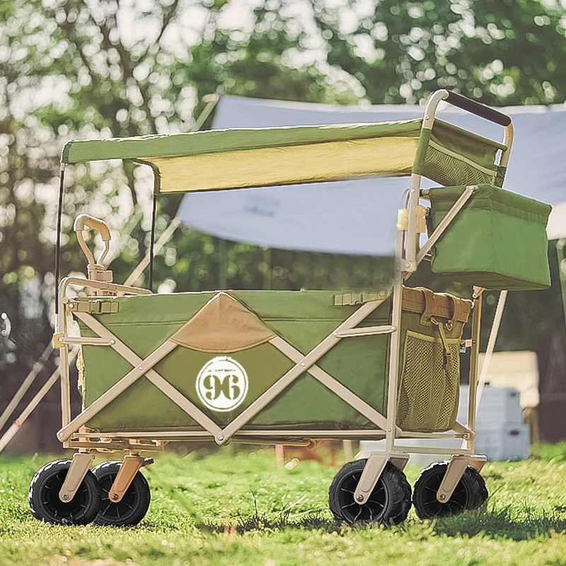 F038 Portable utility folding outdoor camp park cart beach stroller wagon with canopy