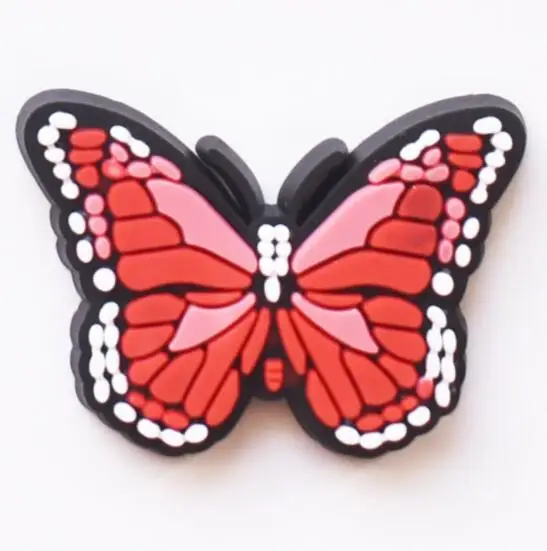 Hot selling PVC soft rubber hole shoe buckle detachable wrist strap decorative buckle cartoon colorful butterfly shoe charms