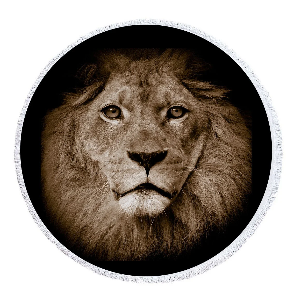 serviette de plage 2021 wholesale Custom animal lion printed round 	 large beach towel Printed toalla de playa