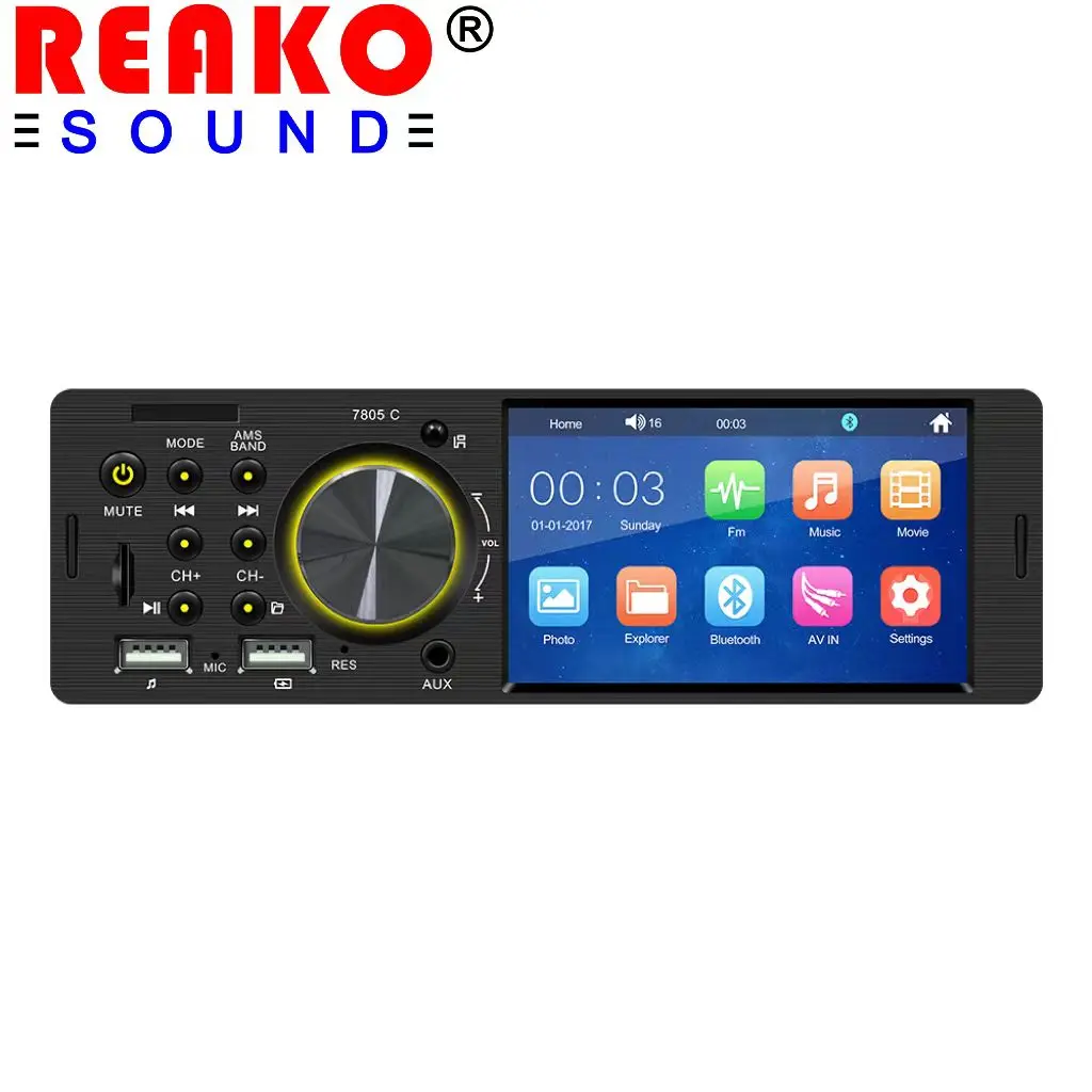 4.1 Inch Car MP5 Player AXU Play  TF Card BT 5.0 FM Steering Wheel Control 7 Colors Time Display USB