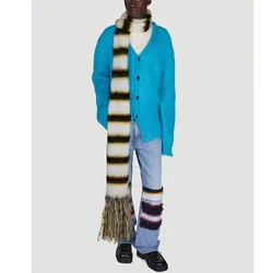 Custom OEM & ODM crocheted men women sweater knitted scarf winter mohair knitwear striped knit scarf