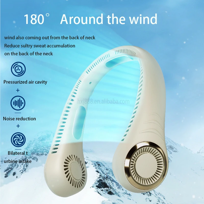 F1 Neck Fan Ice porcelain patch Portable Cooling Fan  Outdoor Type-c Rechargeable 180 degree circulation wind hanging neck fan