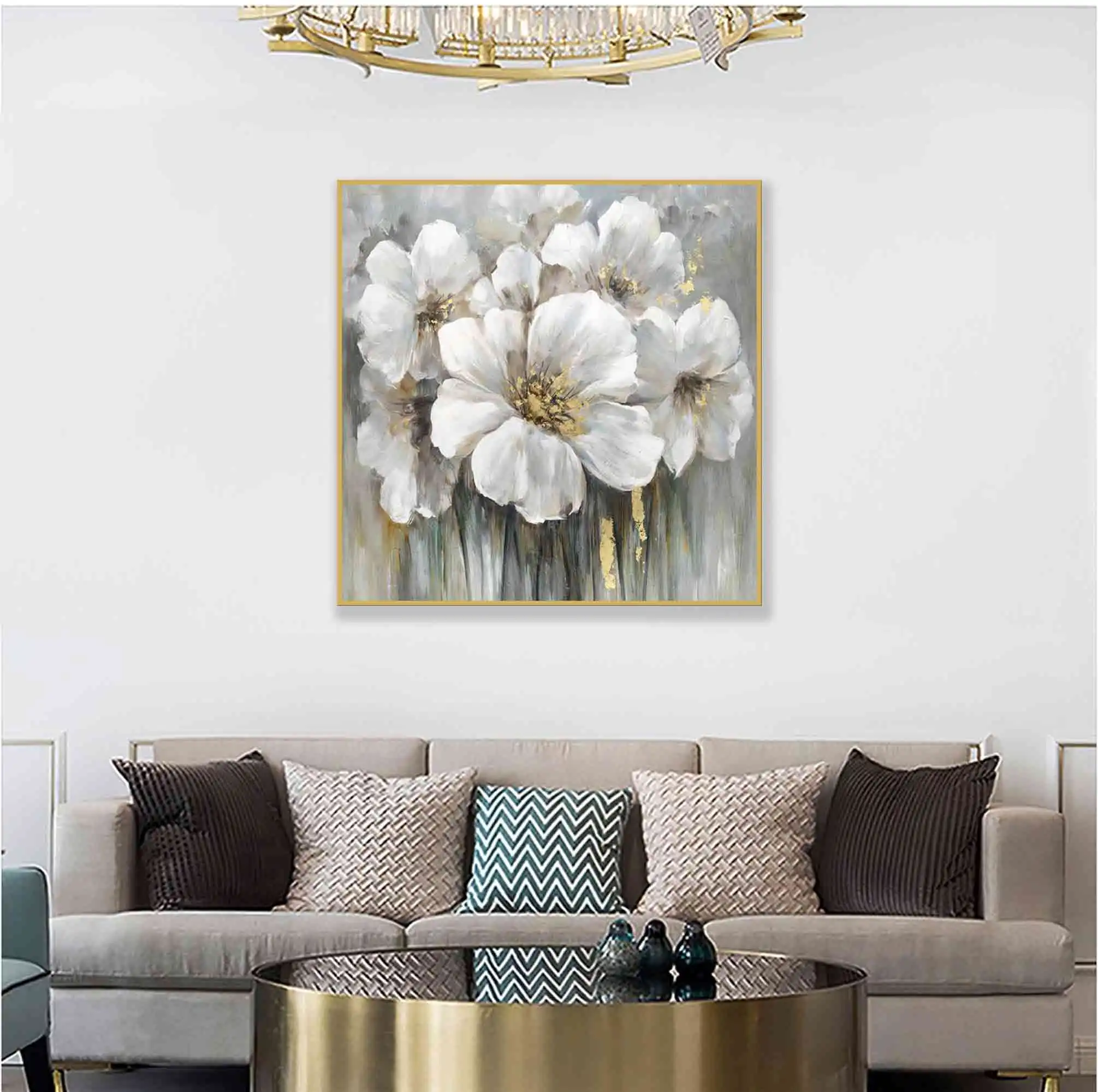 Beautiful nature flower handmade oil painting on canvas with frame wall art for home decor wall decor