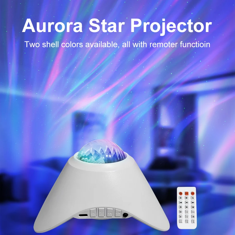 Aurora starry sky projector led night light white noise machine kids moon lamp galaxy night lights for home with remoter