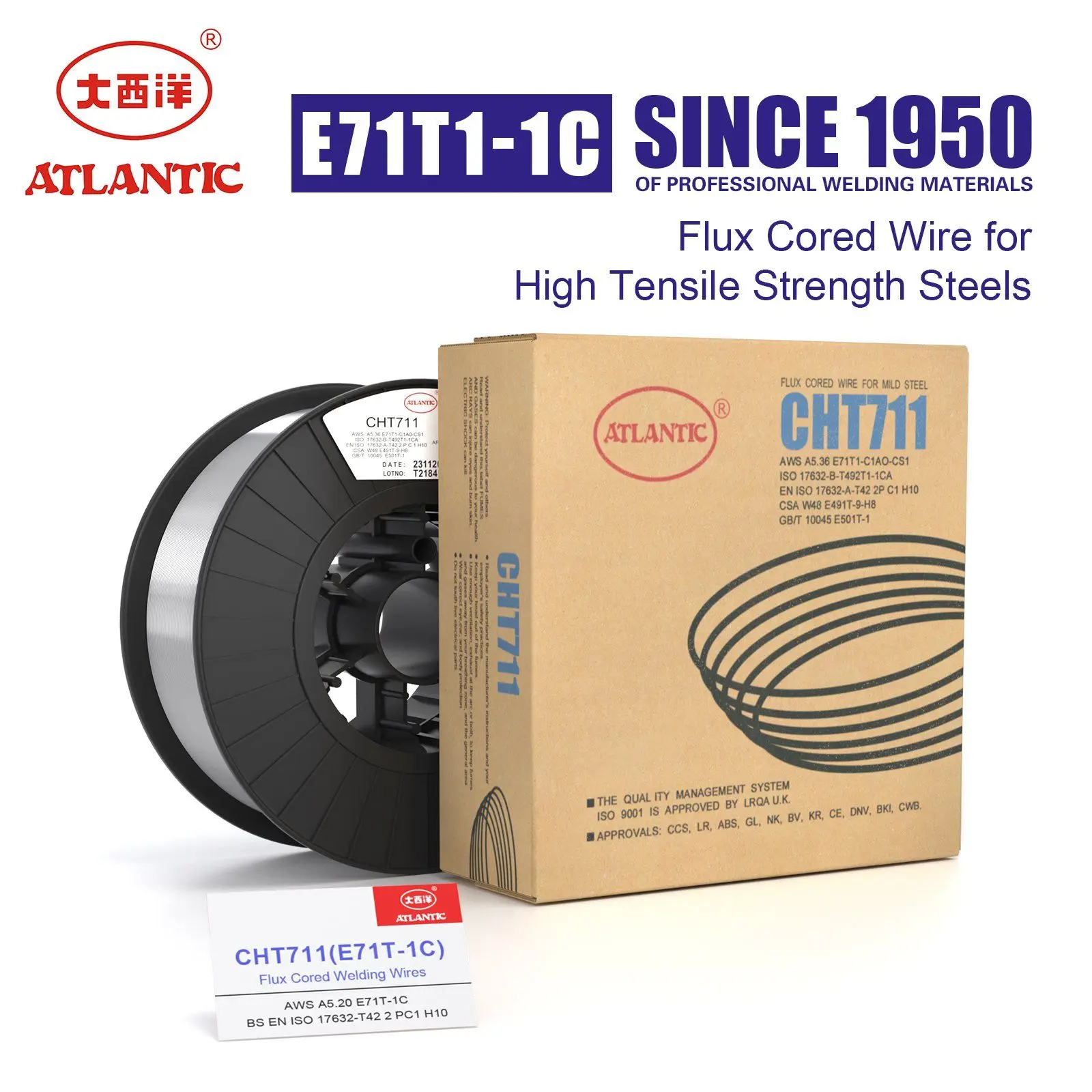 Заводская компания Atlantic OEM ODM 15 кг/катушка Cht711 1 2 мм/1 6 мм E71t-1c флюсовый сердечник