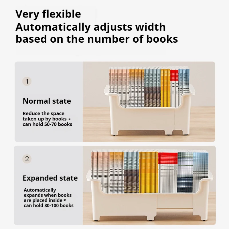 Adjustable Book Storage Box: Stylish and Creative Desk-Side Bookshelf for School Students, Movable Classroom Organizer