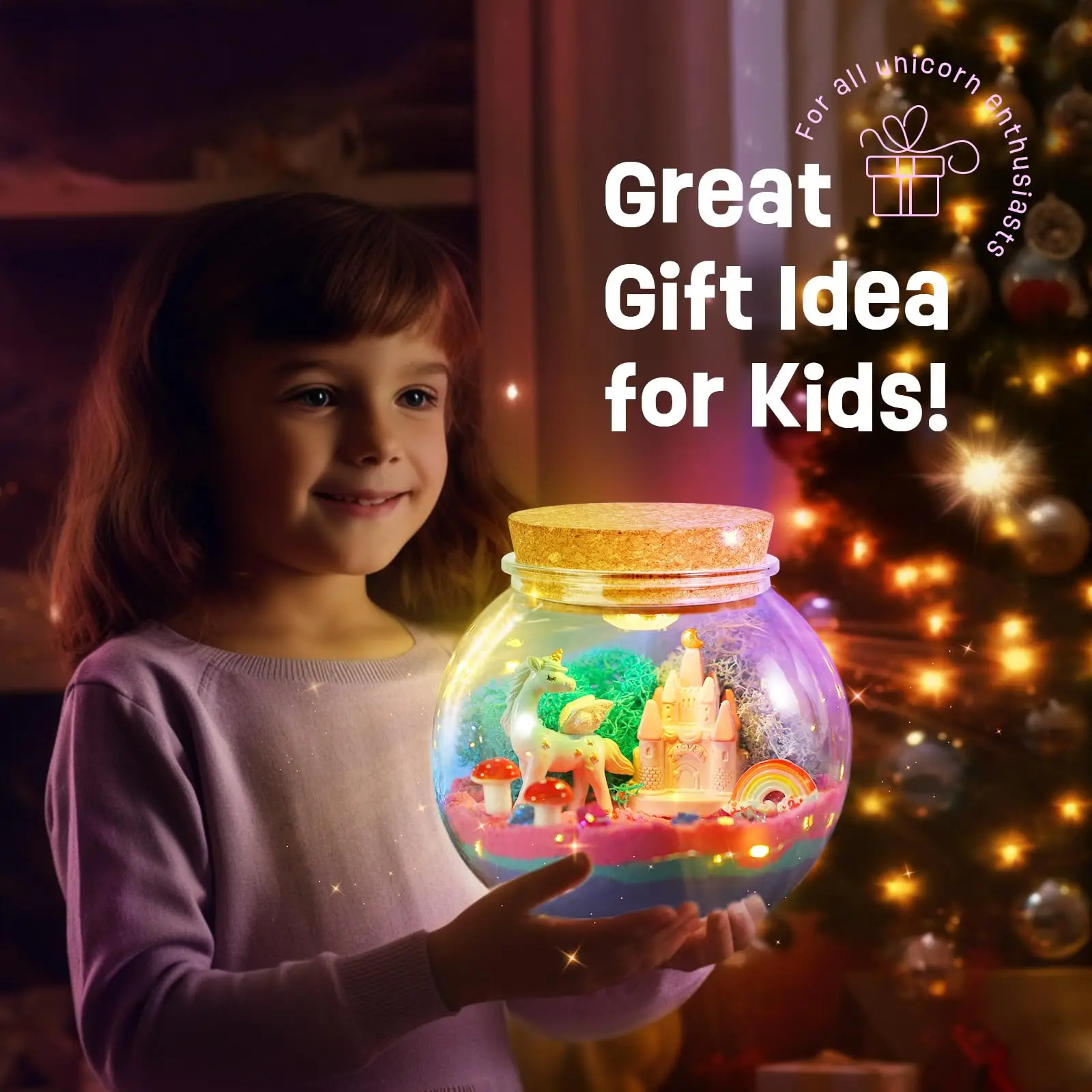 DIY Creative Art Craft and Crafts DIY Unicorn light up Terrarium tool build Kit for kids