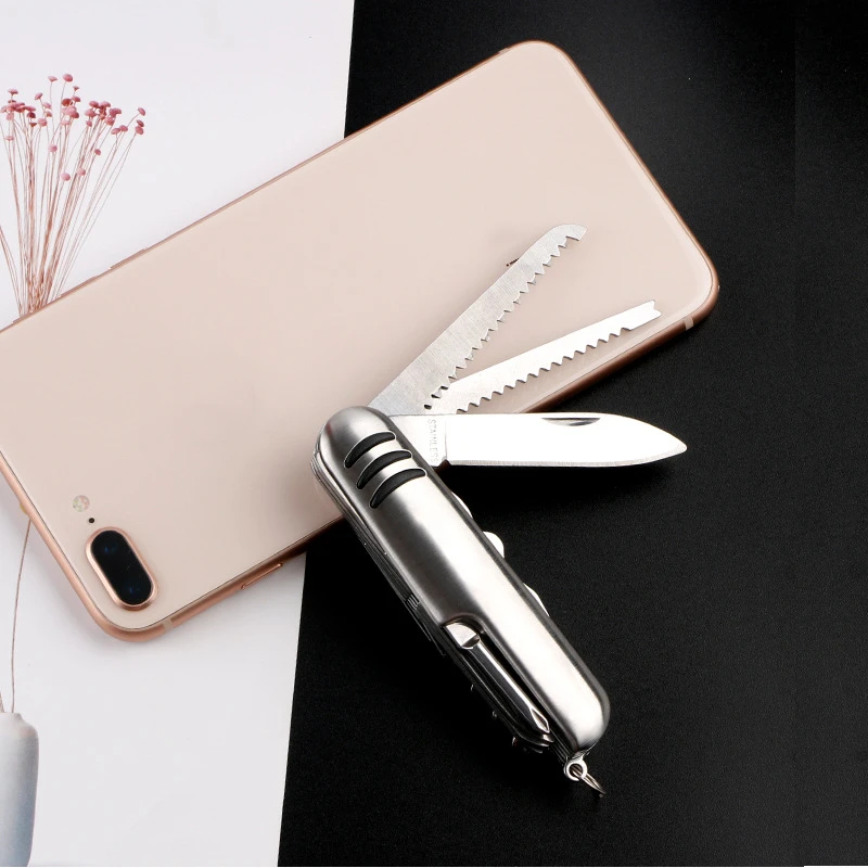 Multi Functional Swiss Folding Knife, Stainless Steel Multi Tool Army Knives Pocket Hunting Outdoor Camping Survival Knife