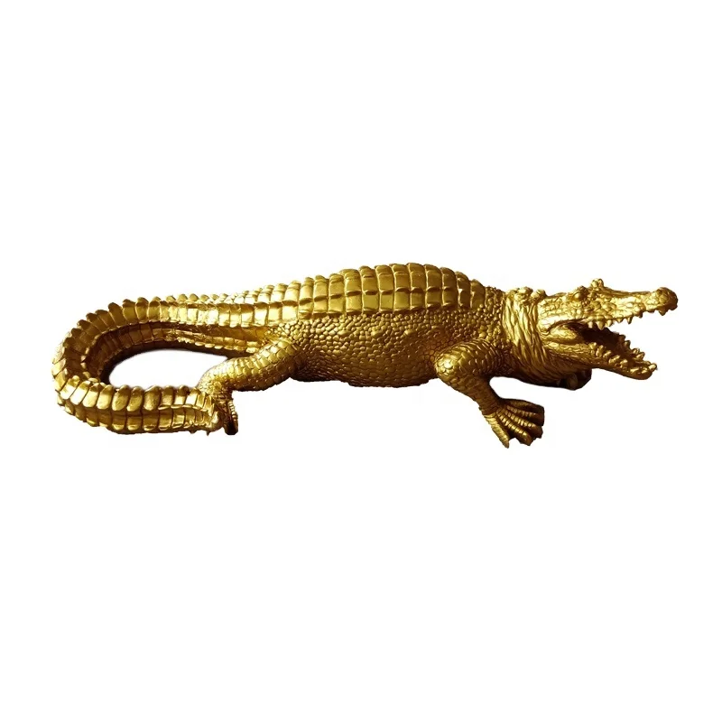 Polyresin Resin Craft Home Decor Crocodile Sculpture Ornaments Statue Custom Crocodile Resin Alligator Animal Statue