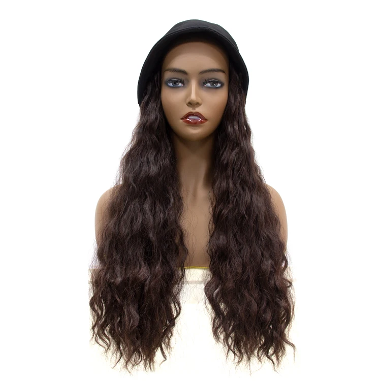 Black & White Bucket Hat Wig Long Straight Curly Hairpiece Outdoor In Travel Baseball Cap Hats Hair Wig With Hat