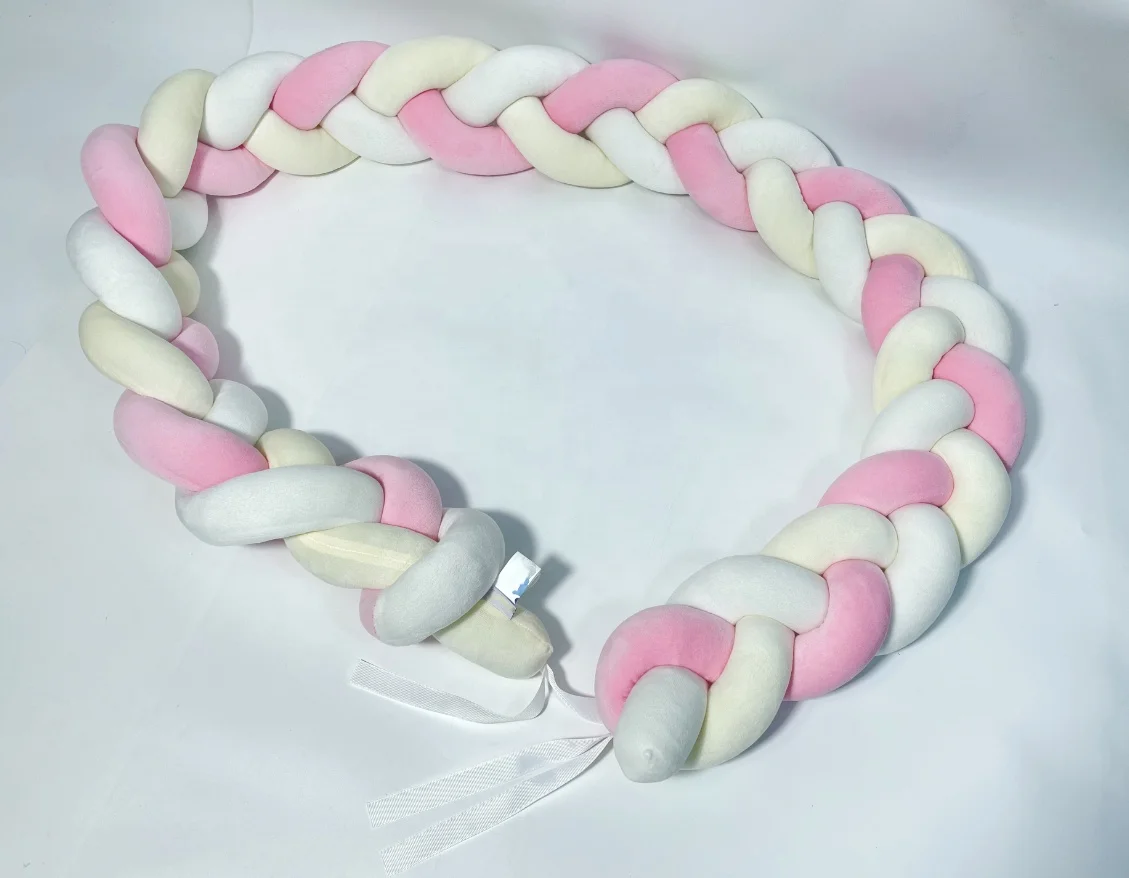 Cheap Price Knot Triple Braids Surrounded Baby Crib Bumper Baby Bedding Set For Sale