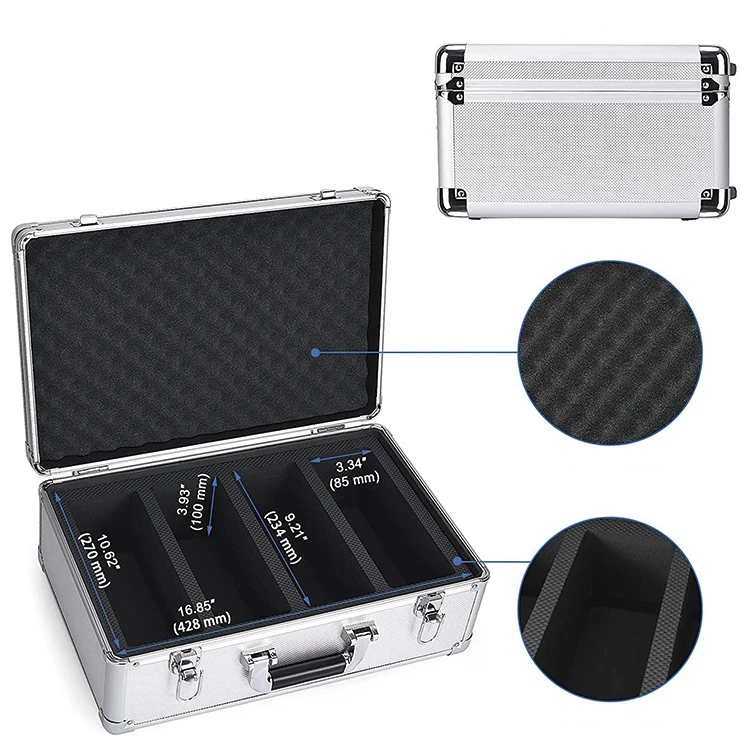 Well Designed Silver Aluminum Case Portable 4 Rows Aluminum Card Case