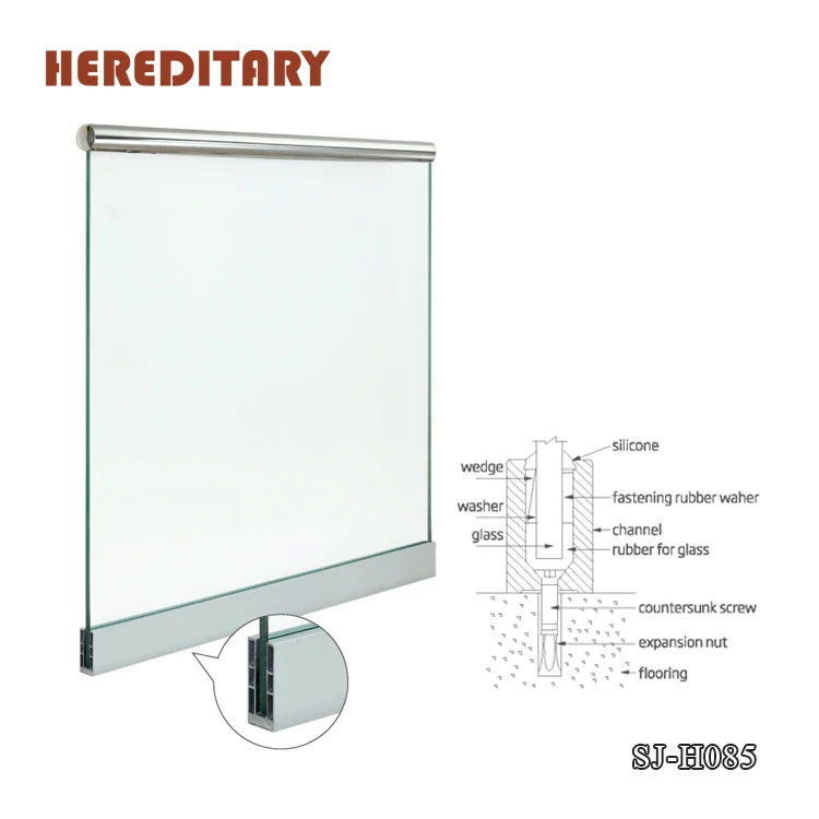 Aluminum profile u channel glass veranda deck railing holder glass handrail clamp bracket