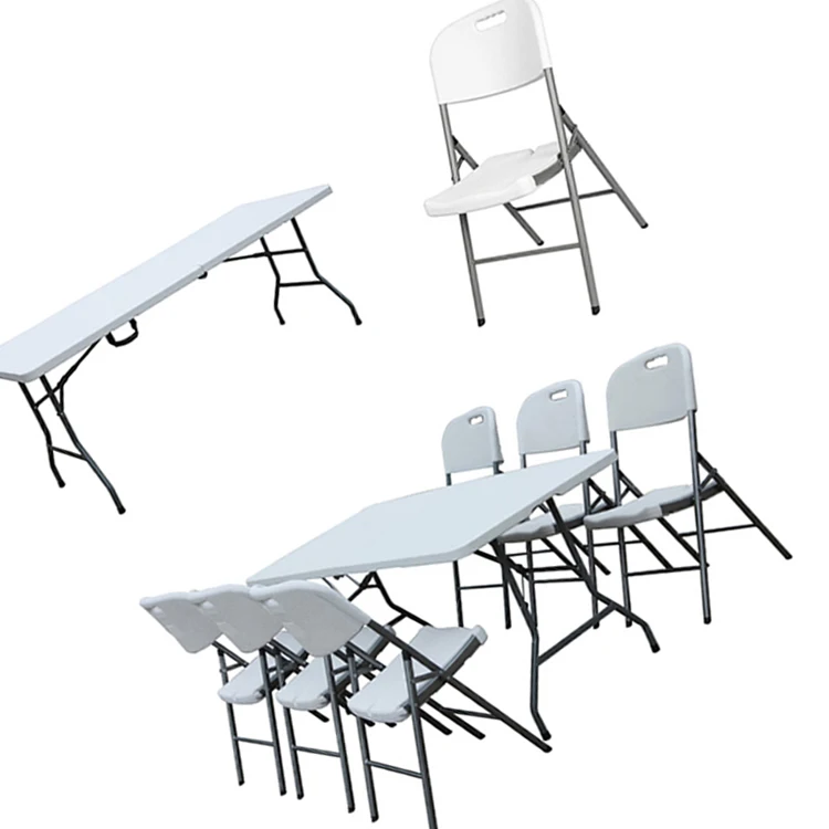 6ft Catering HDPE Garden White Portable Camping Rectangle Half Foldable Plastic Picnic Folding Outdoor Table Manufacturer