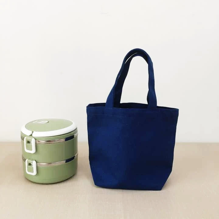 Simple candy color Korean students carrying lunch box bags men and women small solid color portable canvas lunch bags
