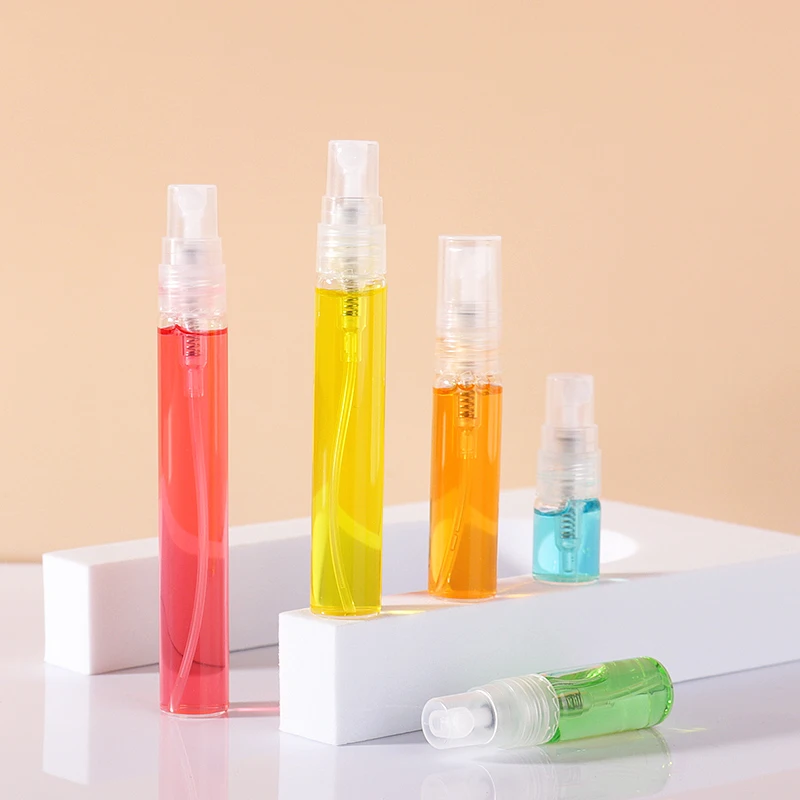 2ml 3ml 4ml 5ml 7ml 8m,l 9ml 10ml Mini Perfume Glass Bottle Plastic Lids With Atomizer Mist Spray For Perfume package